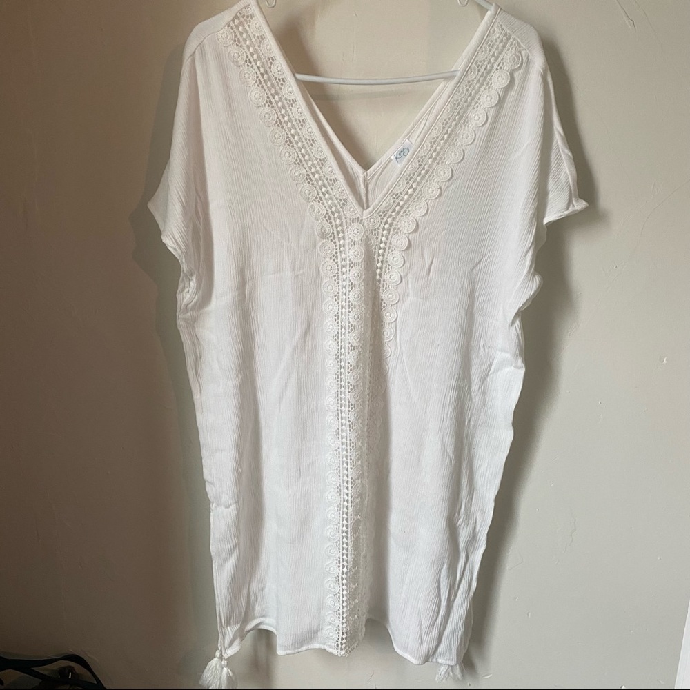 White swimsuit cover